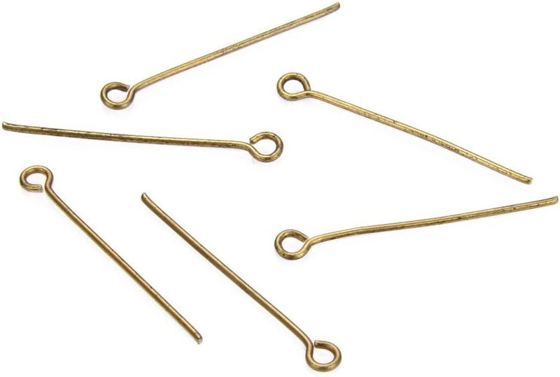 Adabele 400pcs Raw Brass Eye Pins Eyepin 22mm/0.87 Inch Unplated/Uncoated (0.8mm/20 Gauge) for Jewelry Beading Craft Making CX66-22 - Image 1